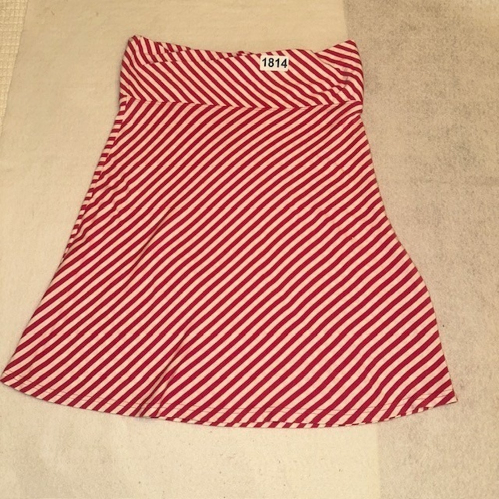 Mix Co Red White Striped Mini Skirt Size L Womens Stretch Cotton Spandex Summer